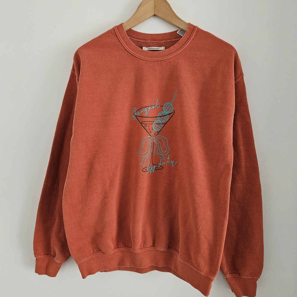 Anthropologie Sweatshirt Womens XS Oversized Showgirl Off Duty Embroidered
